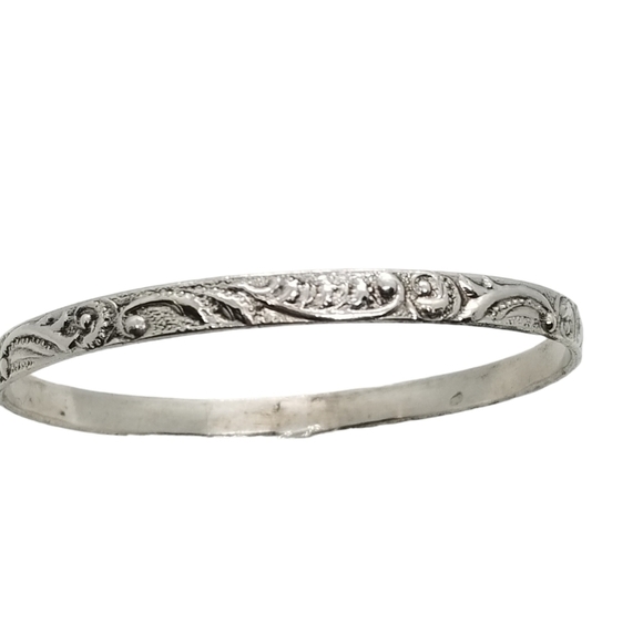 SOLID STERLING SILVER ART NOUVEAU STYLE BANGLE BRACELET - Picture 5 of 5